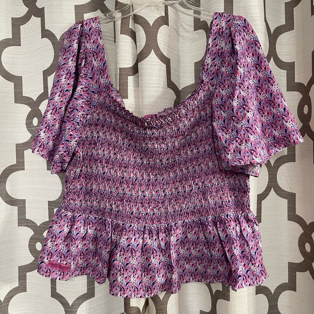 Simply Southern Purple Floral Smocked Blouse